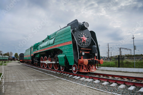 Soviet locomotive green color and with red stripe, for which he had nickname General © sever180