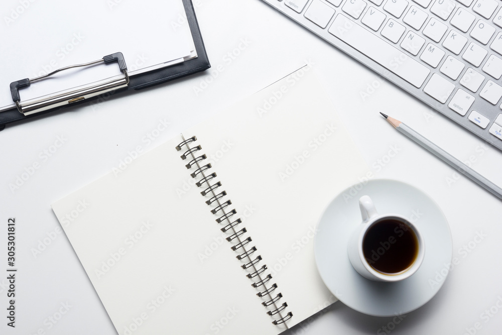 Office desk table with supplies. Flat lay Business workplace and objects. Top view. Copy space for text Office desk table with supplies. Flat lay Business workplace and objects. Top view. Copy space for text