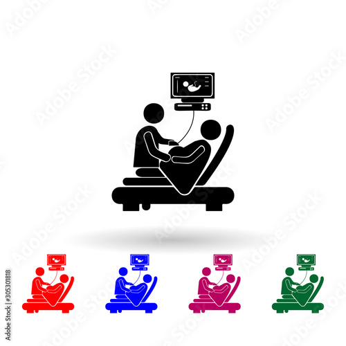 Pregnancy diagnostics, sonography multi color icon. Simple glyph, flat vector of medecine icons for ui and ux, website or mobile application