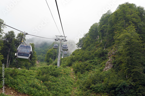 cable car, mountains, recreation, view, forest,