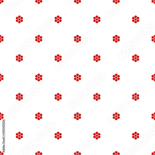 Vector seamless polka dots pattern with flowers. Cute design for wrapping, wallpaper, textile