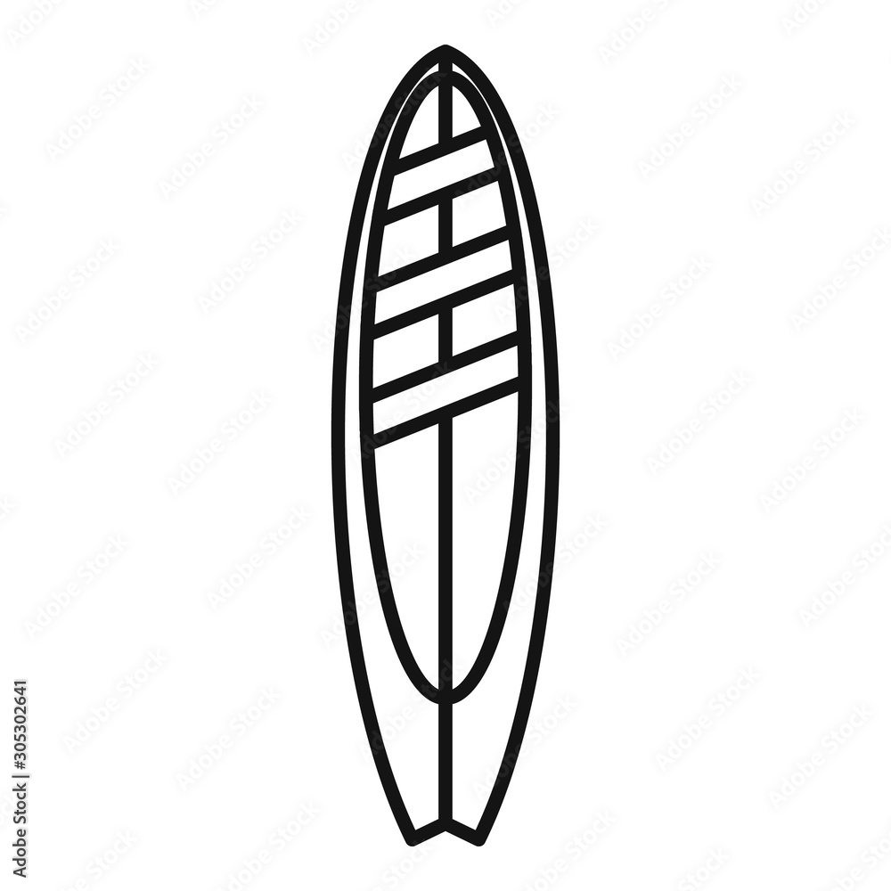 Surf board icon. Outline surf board vector icon for web design isolated on white background Surf board icon. Outline surf board vector icon for web design isolated on white background