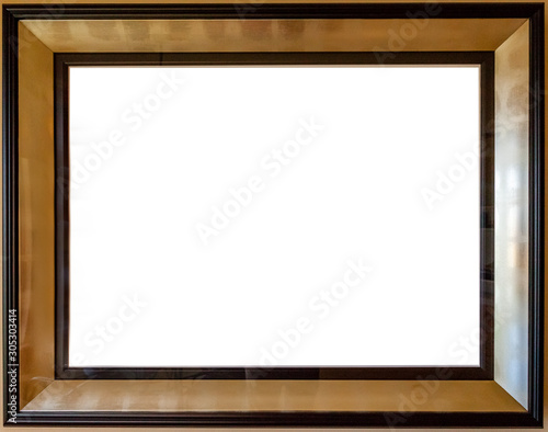 Two-tone wooden picture frame isolated on white background. Perfect for a presentation that you can customize with your own photos.