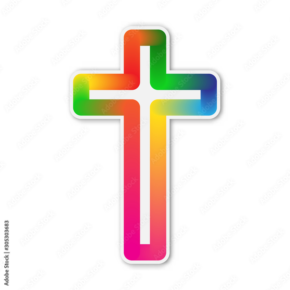 Fototapeta premium Colorful vector christian Cross icon.