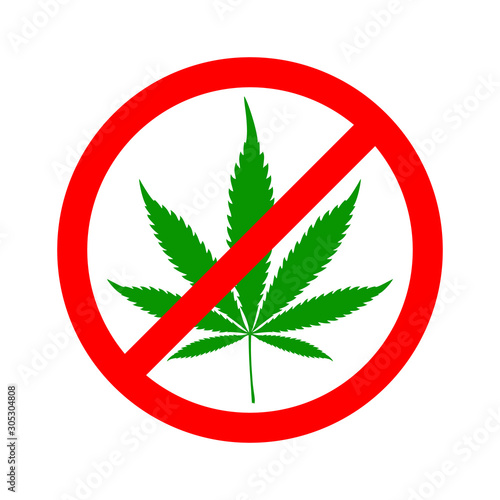 Vector sign of prohibition cannabis.