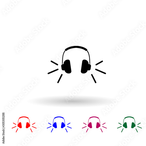 Headphones multi color icon. Simple glyph, flat vector of music instrument icons for ui and ux, website or mobile application