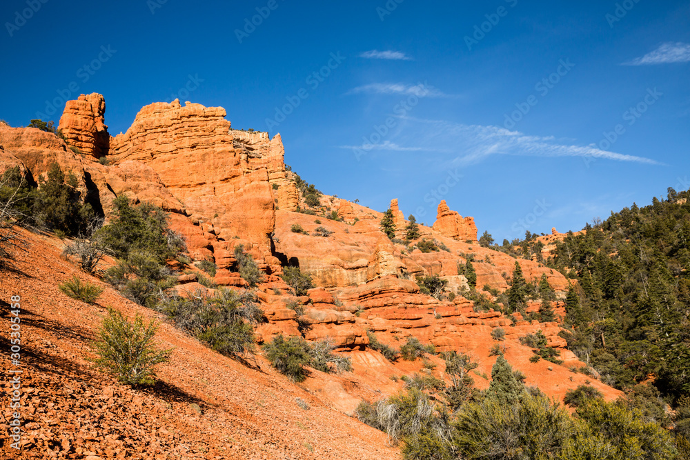 Red rock near Cedar City, Utah. Cedar Canyon leads to many forest roads through the wilderness.