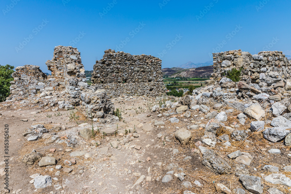 Aspendos or Aspendus, an open-air museum, an ancient Greco-Roman city in Antalya province of Turkey. Aspendos or Aspendus, an open-air museum, an ancient Greco-Roman city in Antalya province of Turkey.