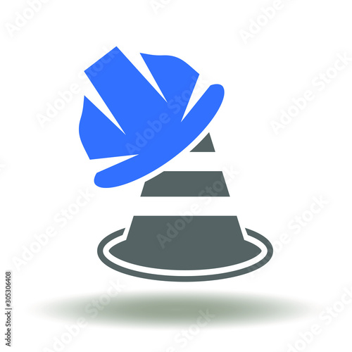 Traffic cone hard hat icon vector. Warning Construction Logo. Safety repair road service work web sign.