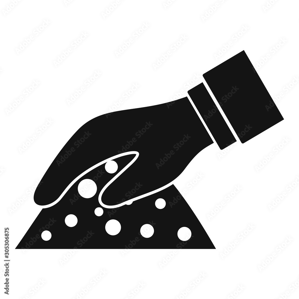Hand on soil icon. Simple illustration of hand on soil vector icon for web design isolated on white background Hand on soil icon. Simple illustration of hand on soil vector icon for web design isolated on white background