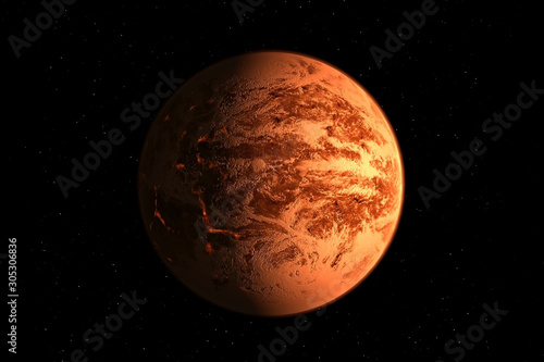 Hot orange exoplanet in deep space. Elements of this image furnished by NASA