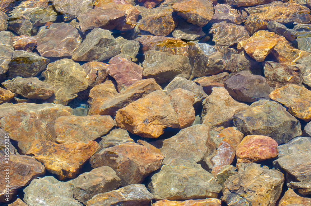 Colored Rocks in Water