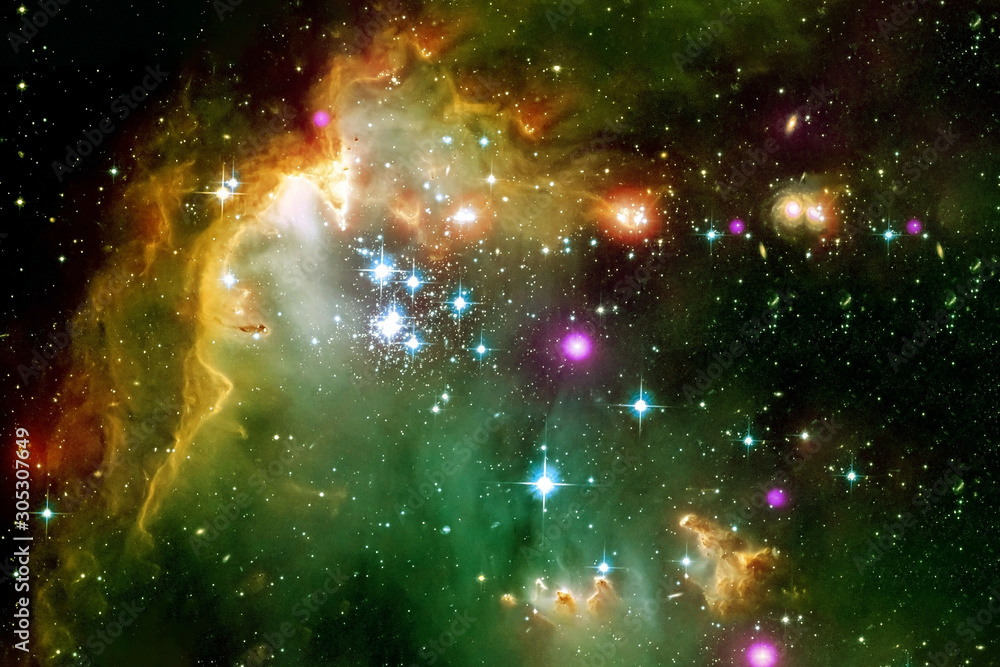 Bright bright galaxy in deep space. With stars and nebulae. Elements of this image furnished by NASA