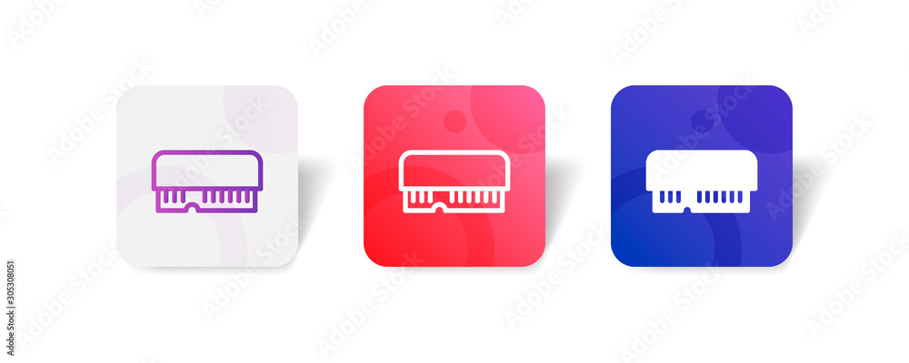 VRAM (video RAM) outline and solid icon in smooth gradient background button VRAM (video RAM) outline and solid icon in smooth gradient background button