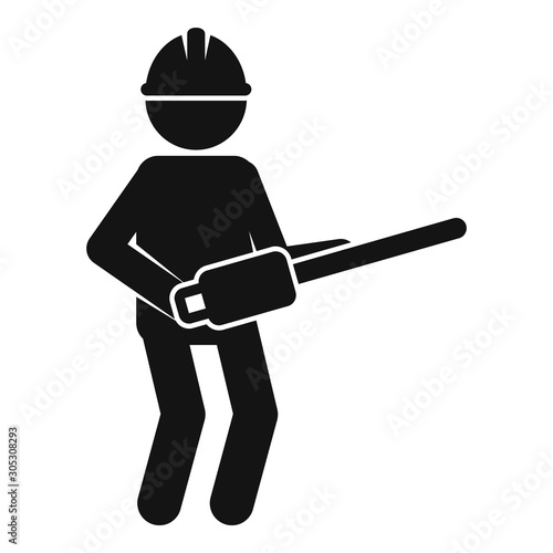 Worker chainsaw icon. Simple illustration of worker chainsaw vector icon for web design isolated on white background