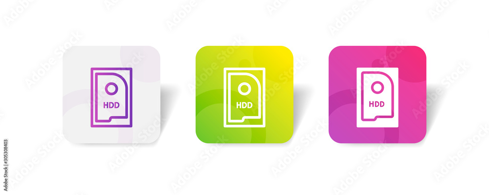 HDD storage outline and solid icon in smooth gradient background button HDD storage outline and solid icon in smooth gradient background button