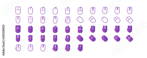 mouse icon collection in outline and solid / glyph style 