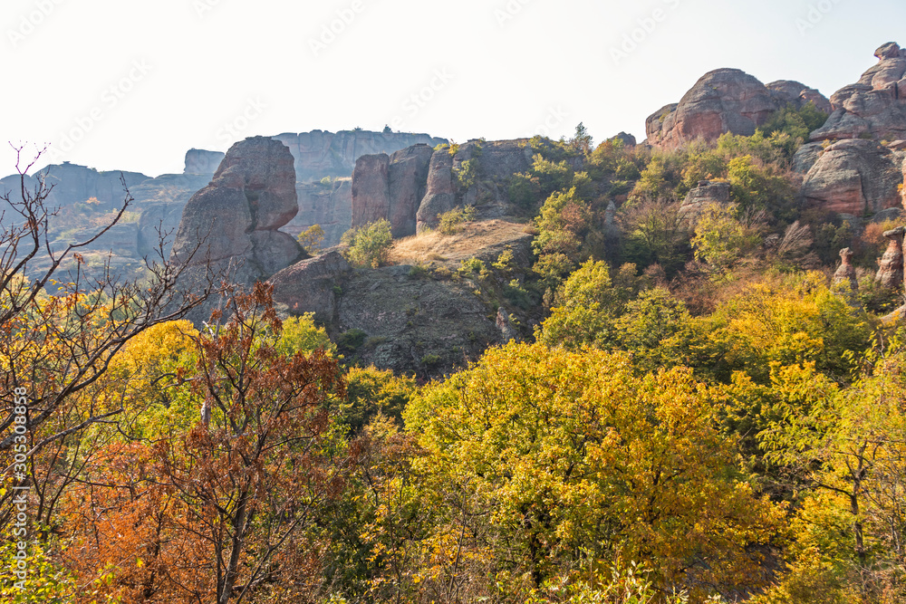 Autumn Landscape of Rock Formation Belogradchik Rocks, Vidin Region, Bulgaria