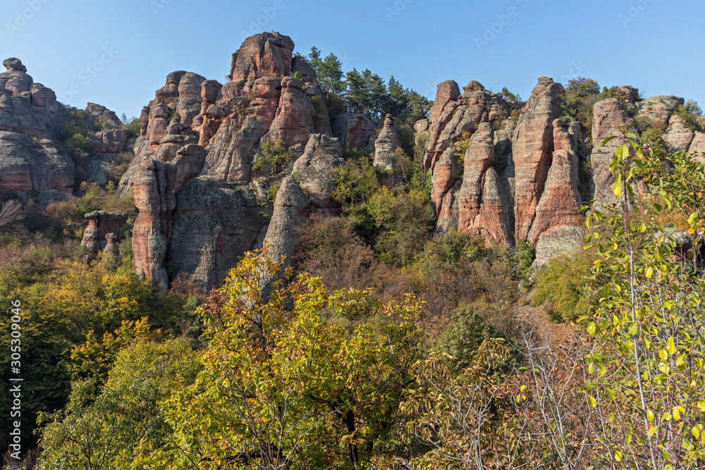 Autumn Landscape of Rock Formation Belogradchik Rocks, Vidin Region, Bulgaria