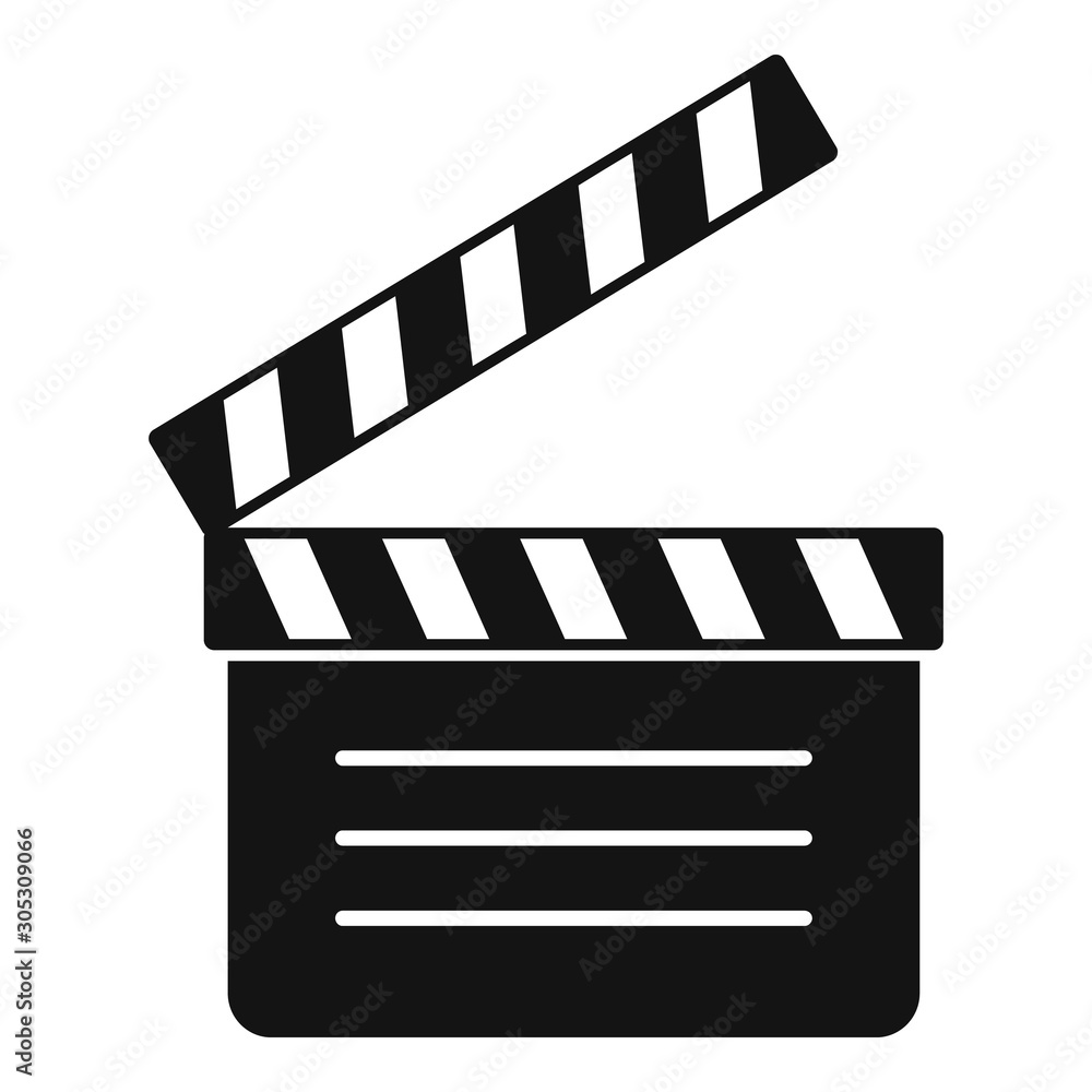 Film clapper icon. Simple illustration of film clapper vector icon for web  design isolated on white background Stock Vector