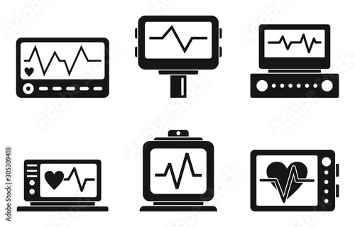 Electrocardiogram icons set. Simple set of electrocardiogram vector icons for web design on white background