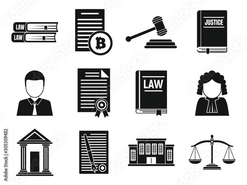 Judge icons set. Simple set of judge vector icons for web design on white background