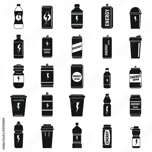 Energetic drink bootle icons set. Simple set of energetic drink bootle vector icons for web design on white background