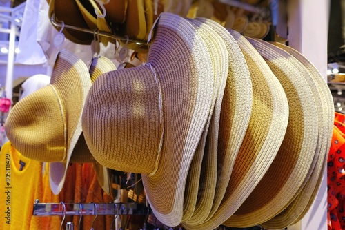 Assortment of summer straw hats