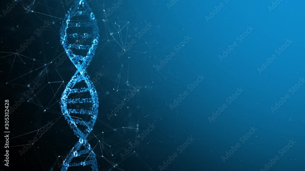 Artistic rotating of a dna helix molecule on futuristic copy space ...