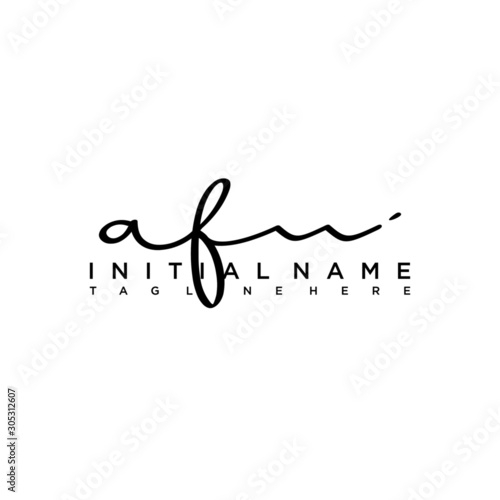 Initial letter AF Signature handwriting Logo Vector photo