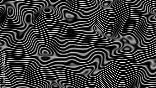 Morphing Horizontal Black and White Lines - - 3D Illustration