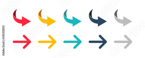 Arrow set icon. Colorful arrow symbols. Arrow isolated vector graphic elements.