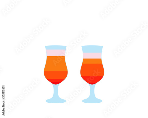 Colourful cocktails, daiquiris in a Poco Grande glass, vector illustration