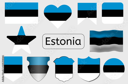 Canvas Print Estonian flag icon, Estonia country flag vector illustration
