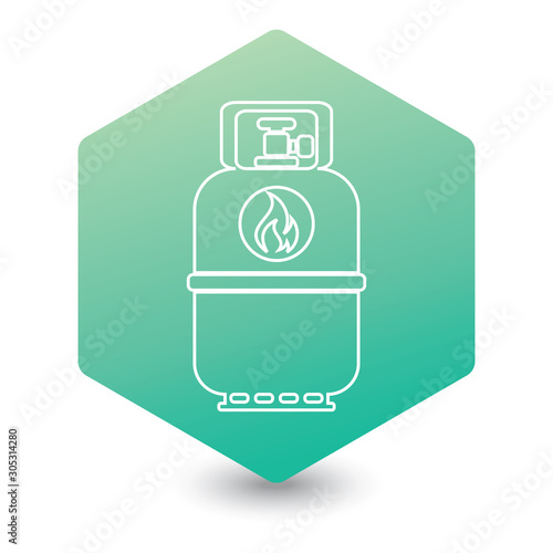 Camping gas bottle icon. Flat icon isolated