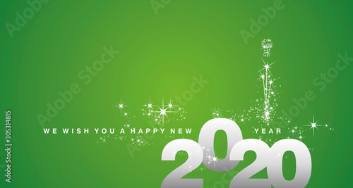 We wish you a Happy New Year 2020 silver green greeting card