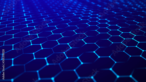 Network connection structure. Abstract technology grid background. Big data digital background. 3d rendering.