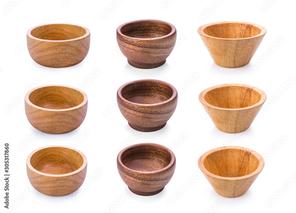 wood bowl on white background wood bowl on white background