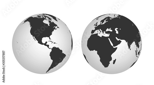 eastern and western hemispheres of the planet earth. globe icon
