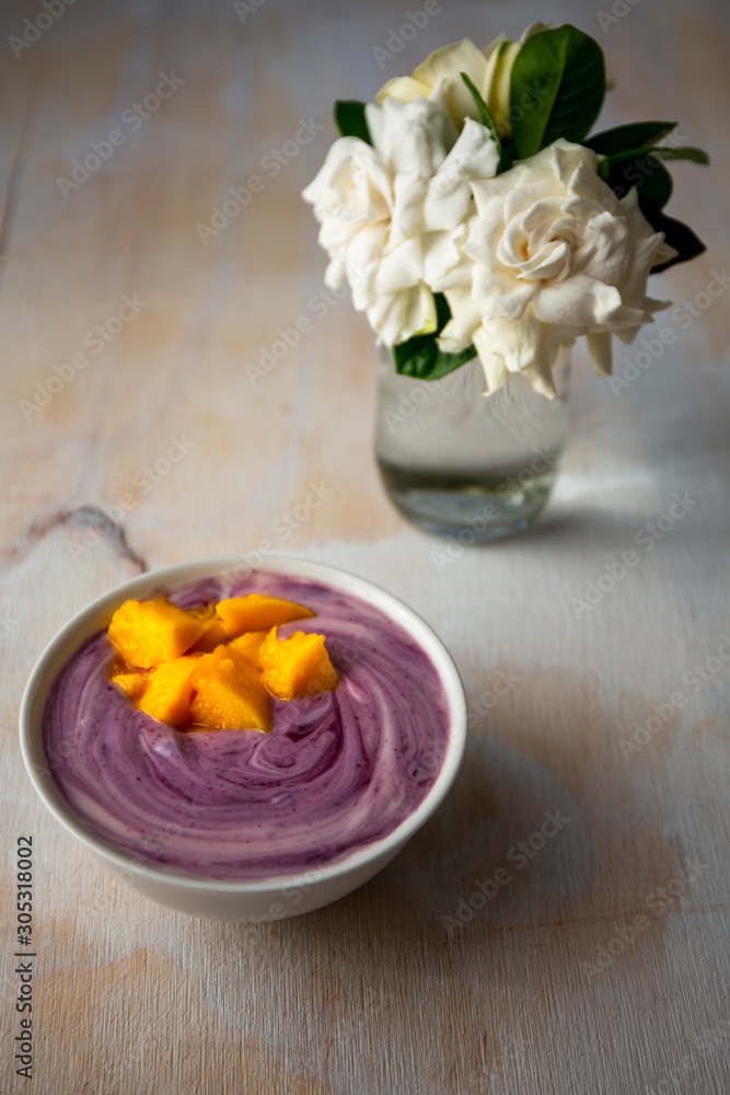 Almond Yoghurt with nuts and blueberry