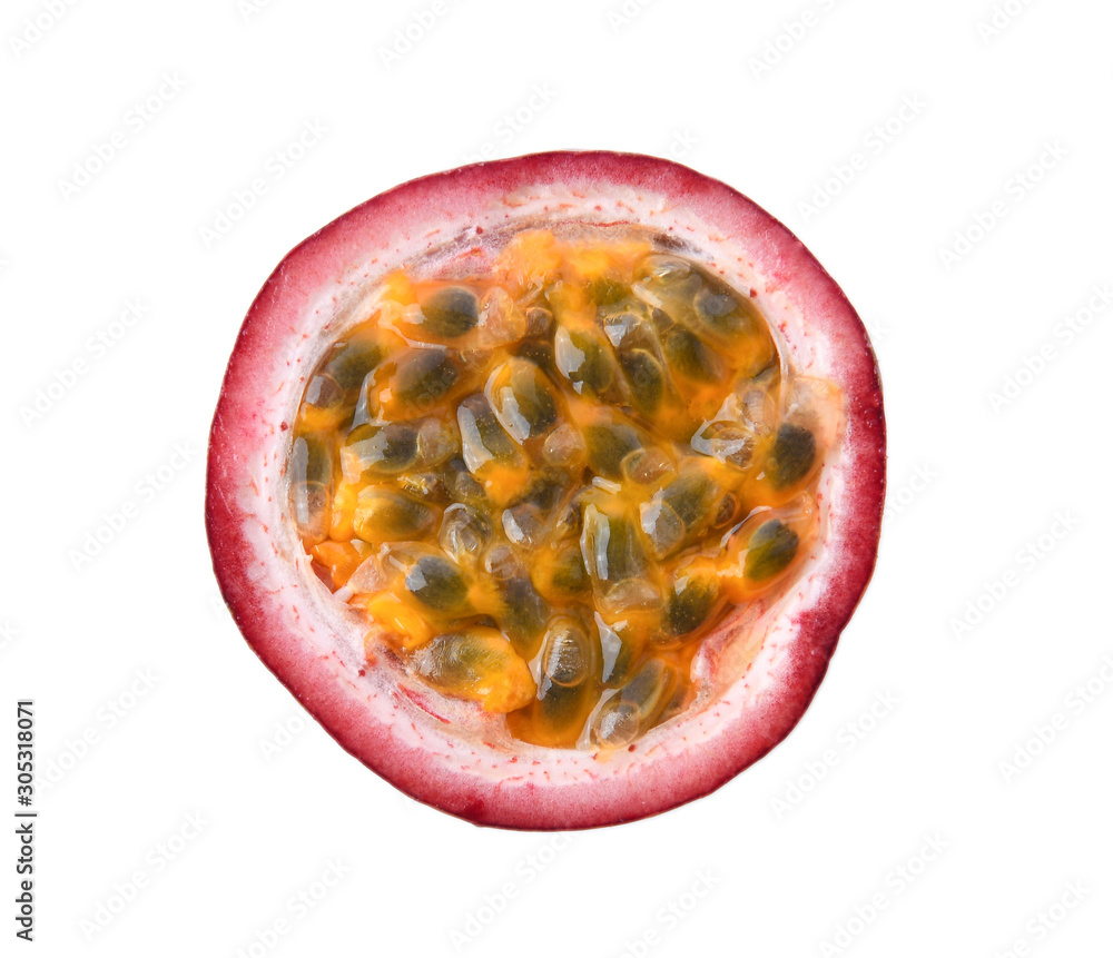half passionfruits isolated on white background half passionfruits isolated on white background