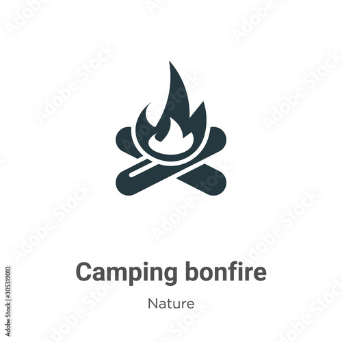 Camping bonfire vector icon on white background. Flat vector camping bonfire icon symbol sign from modern nature collection for mobile concept and web apps design.