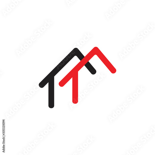 simple roof home linked logo vector