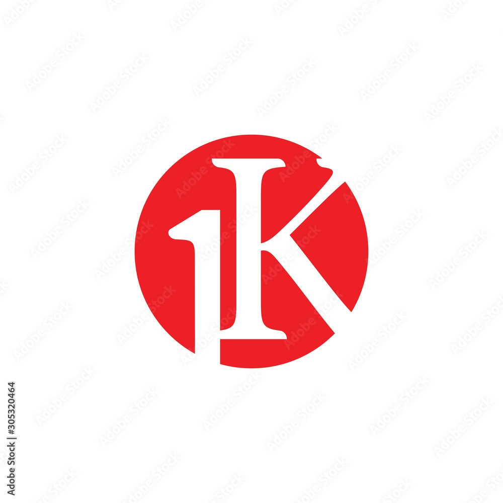 letter 1k circle negative space symbol vector letter 1k circle negative space symbol vector