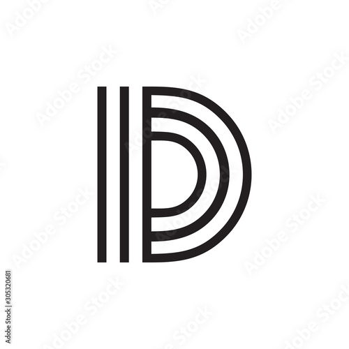 letter d stripes capital logo vector