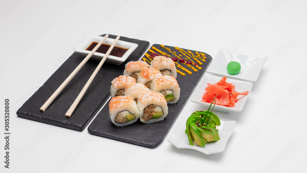 Images of an exquisite selection of sushi rolls of varied flavors and textures made in Concepcion, Chile. Images of an exquisite selection of sushi rolls of varied flavors and textures made in Concepcion, Chile.