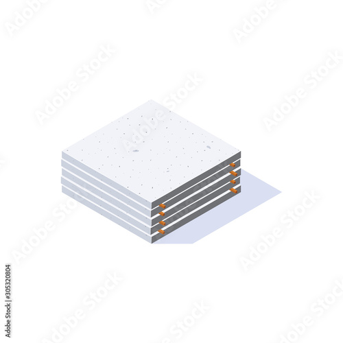 Concrete slab icon in flat style, vector