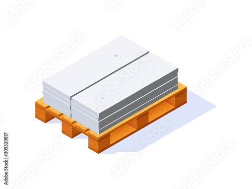 Vector brick pallet icon in flat style
