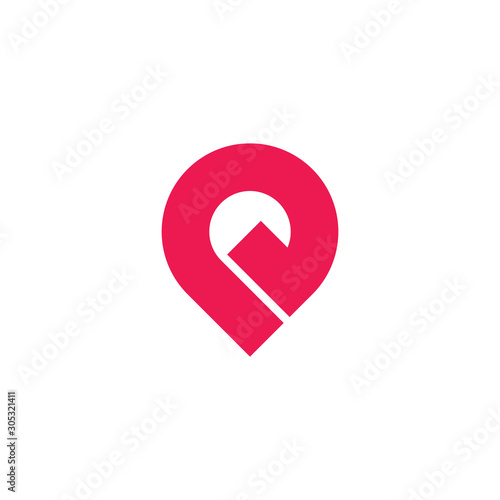 abstract letter e pin location symbol logo vector