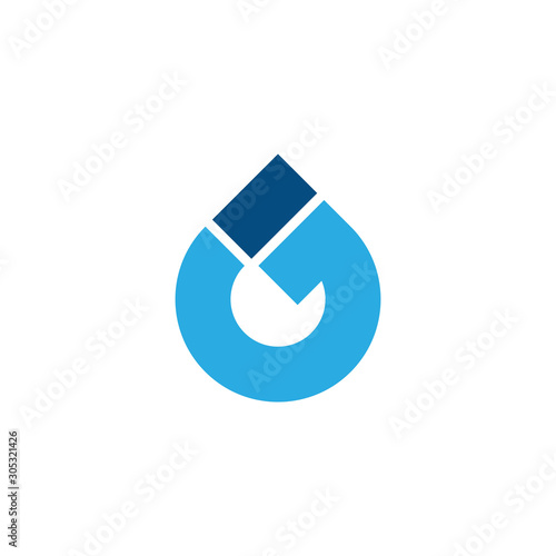 abstract letter g geometric blue water simple logo vector